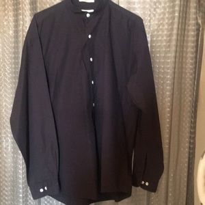 AXXA black 💯%cotton collarless men 16 35/36 shirt